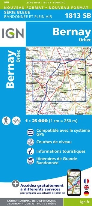 Online bestellen: Wandelkaart - Topografische kaart 1813SB Bernay - Orbec | IGN - Institut Géographique National