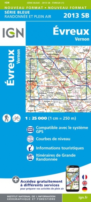 Online bestellen: Wandelkaart - Topografische kaart 2013SB Evreux - Vernon - Pacy-sur-Eure | IGN - Institut Géographique National