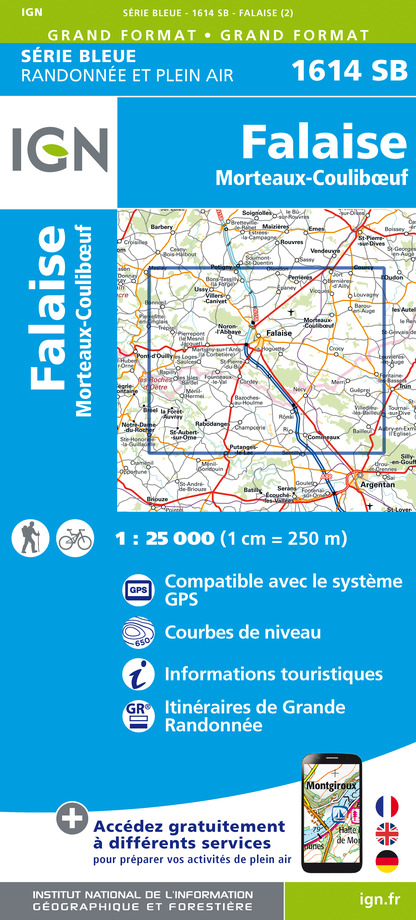 Online bestellen: Wandelkaart - Topografische kaart 1614SB Falaise | IGN - Institut Géographique National