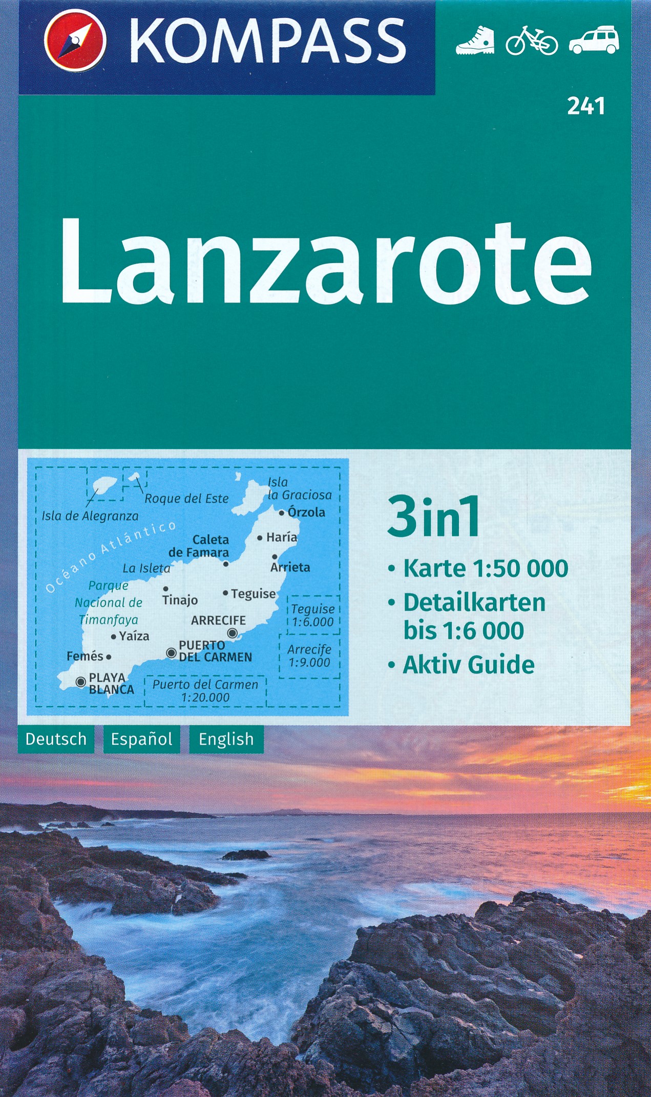 Online bestellen: Wandelkaart 241 Lanzarote | Kompass