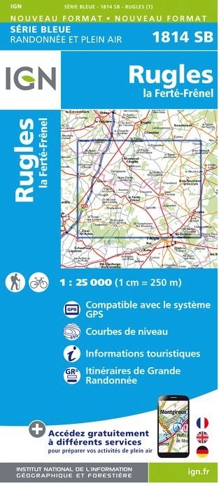 Online bestellen: Wandelkaart - Topografische kaart 1814SB Rugles - La Ferté-Frênel | IGN - Institut Géographique National