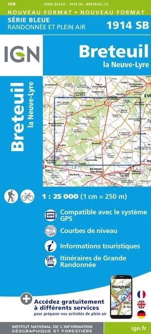 Online bestellen: Wandelkaart - Topografische kaart 1914SB Breteuil - La Neuve-Lyre | IGN - Institut Géographique National