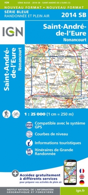Online bestellen: Wandelkaart - Topografische kaart 2014SB Saint-André-de-l'Eure, Nonancourt | IGN - Institut Géographique National