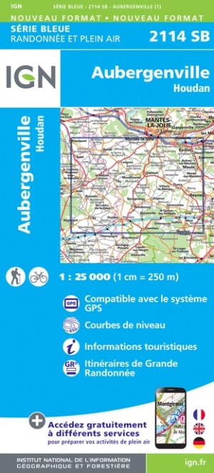 Online bestellen: Wandelkaart - Topografische kaart 2114SB Houdan - Aubergenville | IGN - Institut Géographique National
