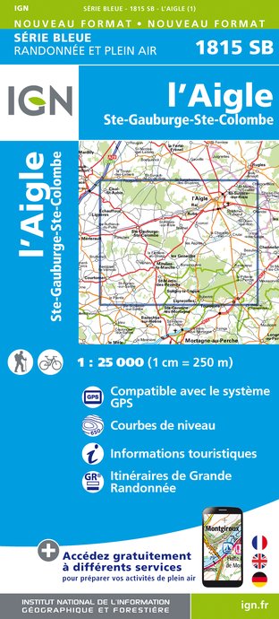 Online bestellen: Wandelkaart - Topografische kaart 1815SB L'Aigle - Ste-Gauburge - Ste Colombe | IGN - Institut Géographique National