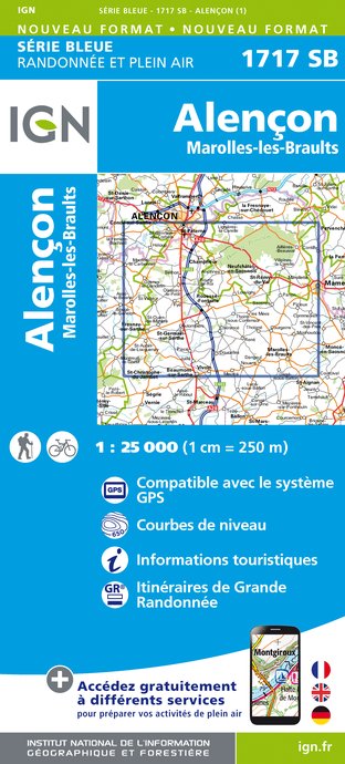 Online bestellen: Wandelkaart - Topografische kaart 1717SB Alençon - Marolles-les-Braults | IGN - Institut Géographique National