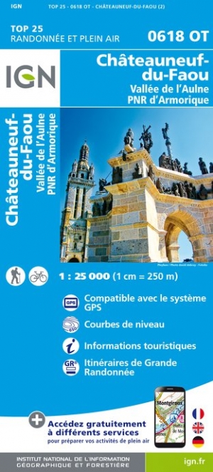 Online bestellen: Wandelkaart - Topografische kaart 0618OT Châteauneuf-du-Fao, Vallée l'Aulne - PNR Armorique | IGN - Institut Géographique National