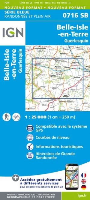 Online bestellen: Wandelkaart - Topografische kaart 0716SB Belle-Isle-en-Terre, Guerlesquin | IGN - Institut Géographique National