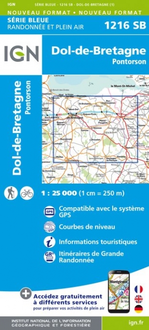 Online bestellen: Wandelkaart - Topografische kaart 1216SB Dol-de-Bretagne | IGN - Institut Géographique National