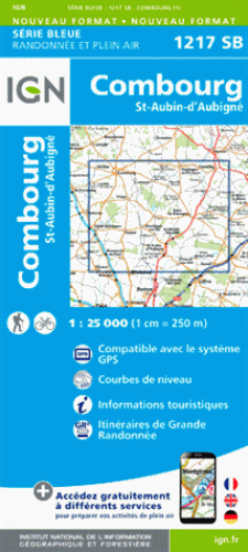 Online bestellen: Wandelkaart - Topografische kaart 1217SB Combourg - St-Aubin-d'Aubigné | IGN - Institut Géographique National