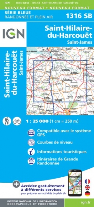 Online bestellen: Wandelkaart - Topografische kaart 1316SB St-Hilaire-du-Harcouët | IGN - Institut Géographique National