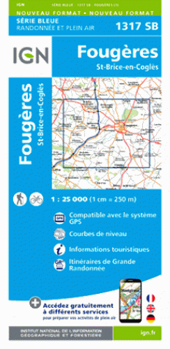 Online bestellen: Wandelkaart 1317SB Fougères - St-Brice-en-Coglès | IGN - Institut Géographique National
