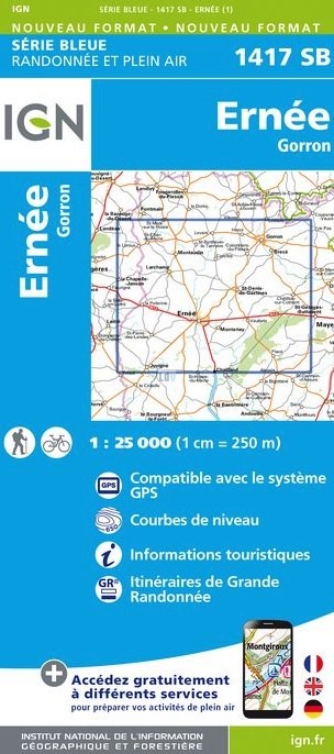Online bestellen: Wandelkaart - Topografische kaart 1417SB Ernée - Gorron | IGN - Institut Géographique National