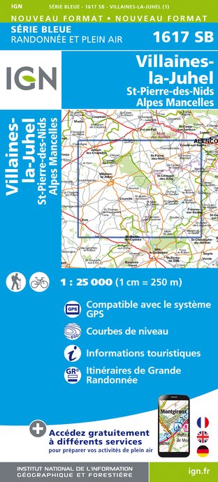 Online bestellen: Wandelkaart - Topografische kaart 1617SB Villaines-la-Juhel, St-Pierre-des-Nids, Alpes Mancelles | IGN - Institut Géographique National