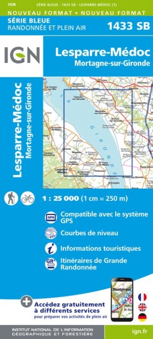 Online bestellen: Wandelkaart - Topografische kaart 1433SB Lesparre-Médoc | IGN - Institut Géographique National