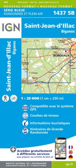 Online bestellen: Wandelkaart - Topografische kaart 1437SB Saint-Jean-d'Illac | IGN - Institut Géographique National