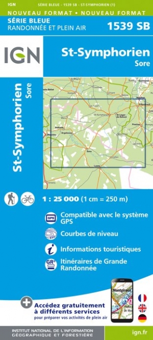 Online bestellen: Wandelkaart - Topografische kaart 1539SB St-Symphorien | IGN - Institut Géographique National