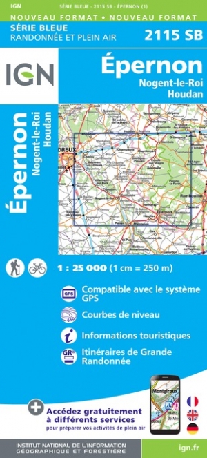 Online bestellen: Wandelkaart - Topografische kaart 2115SB Epernon | IGN - Institut Géographique National