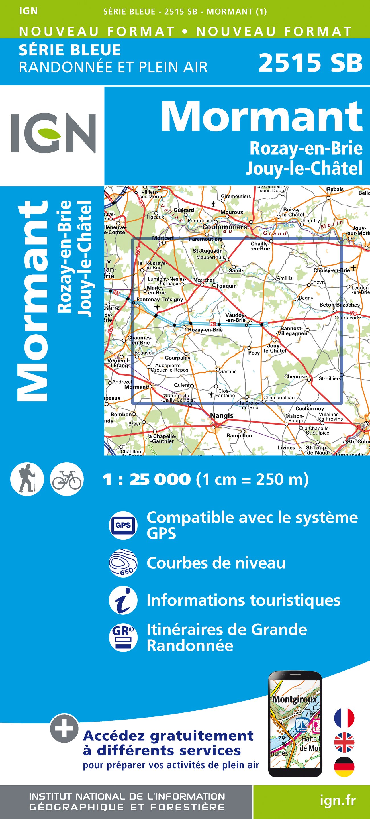 Online bestellen: Wandelkaart - Topografische kaart 2515SB Mormant, Rozay-en-Brie, Jouy-le-Châtel | IGN - Institut Géographique National