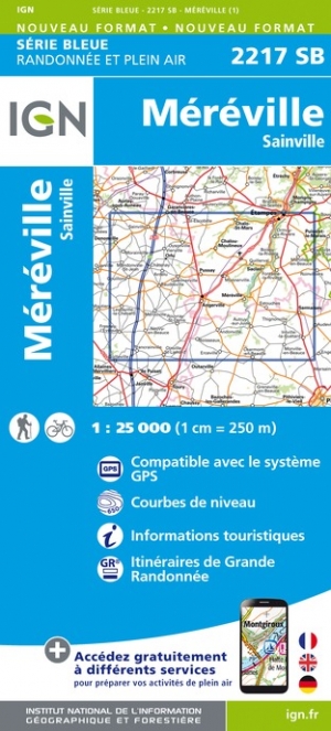 Online bestellen: Wandelkaart - Topografische kaart 2217SB Méréville - Sainville | IGN - Institut Géographique National