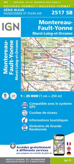 Online bestellen: Wandelkaart - Topografische kaart 2517SB Montereau-Fault-Yonne, Moret-Loing-et-Orvanne | IGN - Institut Géographique National