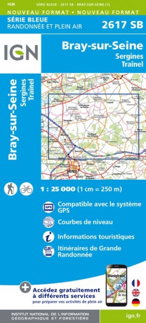 Online bestellen: Wandelkaart - Topografische kaart 2617SB Bray-sur-Seine | IGN - Institut Géographique National