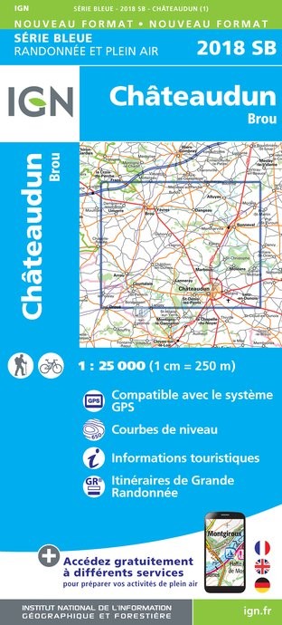 Online bestellen: Topografische kaart - Wandelkaart 2018SB Châteaudun - Brou | IGN - Institut Géographique National