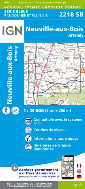 Online bestellen: Wandelkaart - Topografische kaart 2218SB Pithiviers, Neuville-aux-Bois, Artenay | IGN - Institut Géographique National