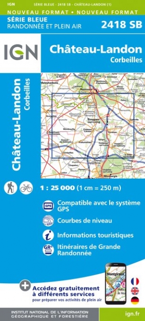 Online bestellen: Wandelkaart - Topografische kaart 2418SB Château-Landon, Corbeilles | IGN - Institut Géographique National
