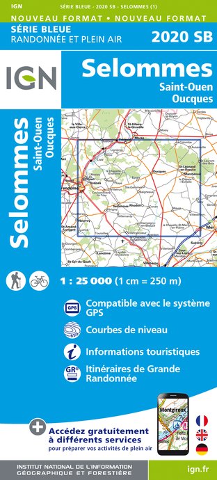 Online bestellen: Topografische kaart - Wandelkaart 2020SB Oucques - Selommes - St-Ouen | IGN - Institut Géographique National