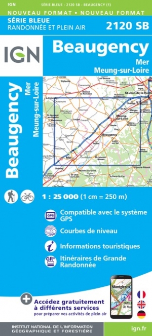 Online bestellen: Wandelkaart - Topografische kaart 2120SB Beaugency, Mer, Meung-sur-Loire | IGN - Institut Géographique National