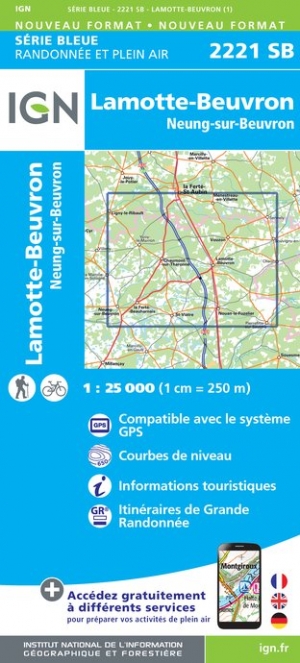 Online bestellen: Wandelkaart - Topografische kaart 2221SB Lamotte-Beuvron | IGN - Institut Géographique National