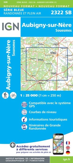 Online bestellen: Topografische kaart - Wandelkaart 2322SB Aubigny-sur-Nère | IGN - Institut Géographique National