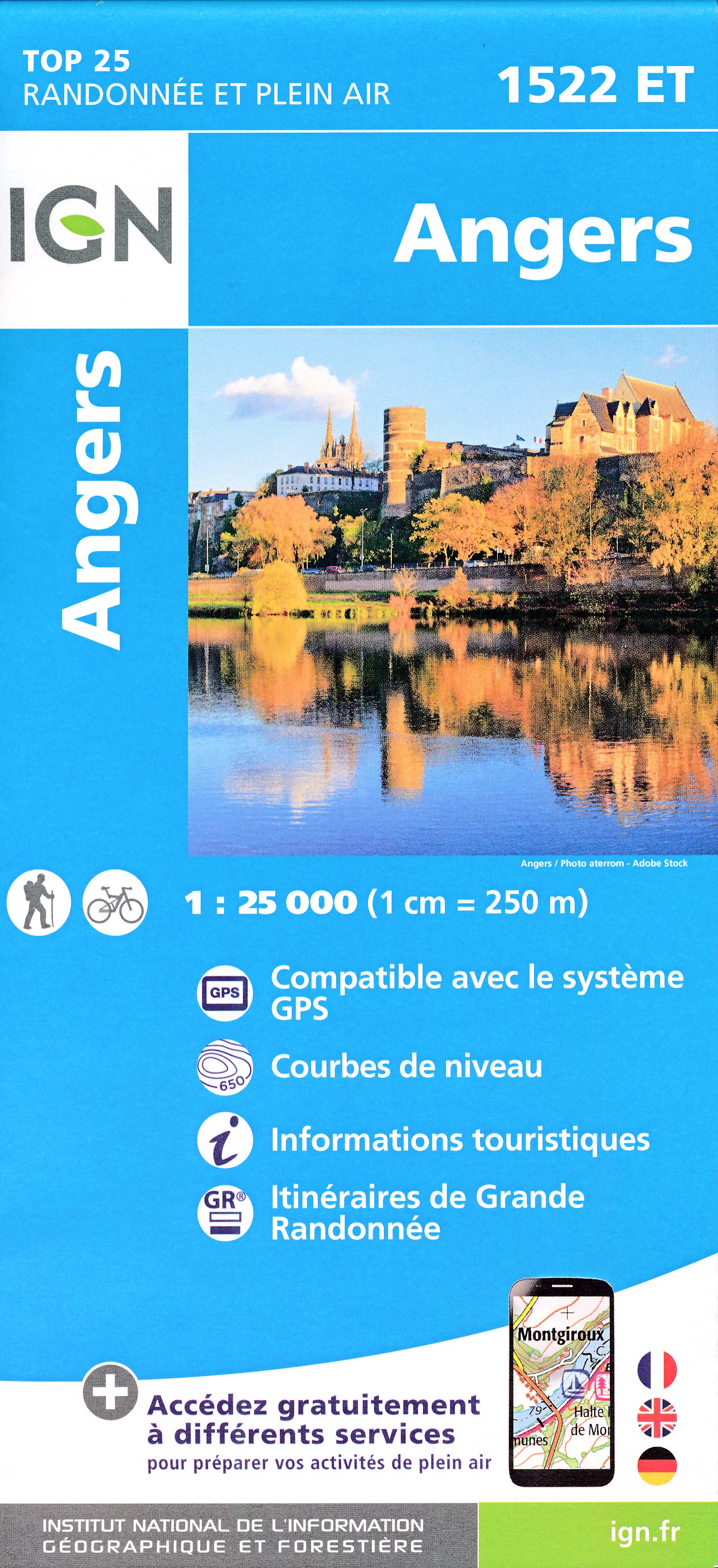 Online bestellen: Wandelkaart - Topografische kaart 1522ET Angers | IGN - Institut Géographique National