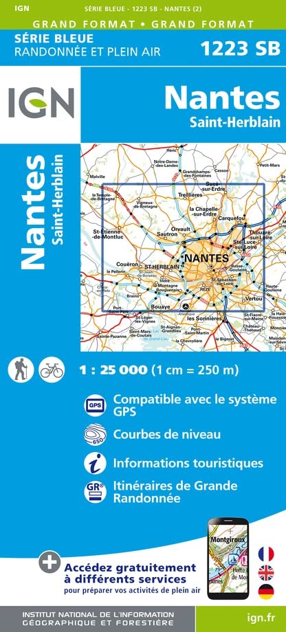 Online bestellen: Topografische kaart - Wandelkaart 1223SB Nantes - St Herblain | IGN - Institut Géographique National