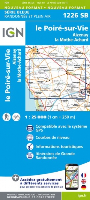 Online bestellen: Wandelkaart - Topografische kaart 1226SB Le Poiré-sur-Vie, Aizenay, La Mothe-Achard | IGN - Institut Géographique National