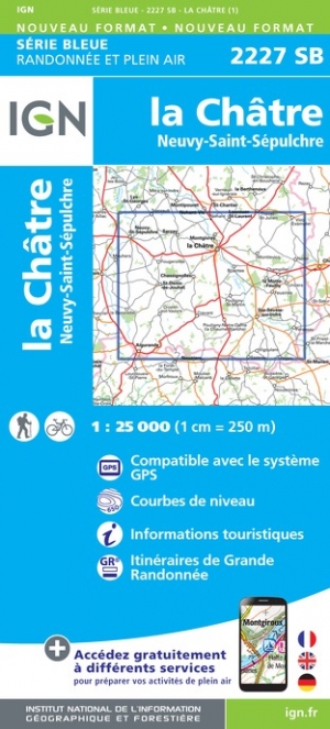 Online bestellen: Wandelkaart - Topografische kaart 2227SB La Châtre, Neuvy-St-Sépulchre | IGN - Institut Géographique National