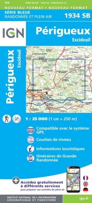 Online bestellen: Wandelkaart - Topografische kaart 1934SB Excideuil - Périgueux | IGN - Institut Géographique National