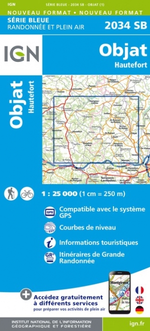 Online bestellen: Wandelkaart - Topografische kaart 2034SB Objat - Hautefort | IGN - Institut Géographique National