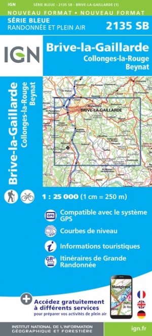 Online bestellen: Wandelkaart - Topografische kaart 2135SB Beynat, Meyssac, Collonges-la-Rouge, Brive-la-Gaillarde | IGN - Institut Géographique National