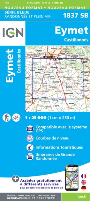 Online bestellen: Wandelkaart - Topografische kaart 1837SB Eymet - Castillonnès | IGN - Institut Géographique National