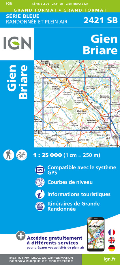 Online bestellen: Wandelkaart - Topografische kaart 2421SB Briare | IGN - Institut Géographique National
