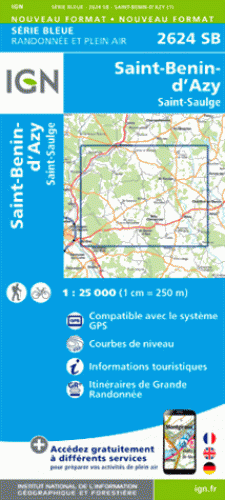 Online bestellen: Wandelkaart - Topografische kaart 2624SB St-Benin-D'Azy - St-Saulge | IGN - Institut Géographique National