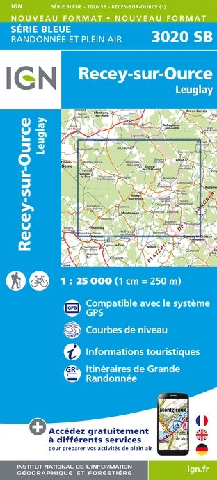 Online bestellen: Topografische kaart - Wandelkaart 3020SB Recey-sur-Ource | IGN - Institut Géographique National