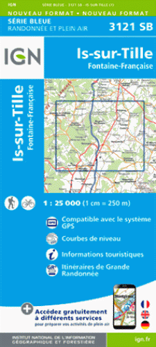 Online bestellen: Topografische kaart - Wandelkaart 3121SB Is-sur-Tille | IGN - Institut Géographique National