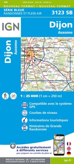 Online bestellen: Wandelkaart - Topografische kaart 3123SB Dijon | IGN - Institut Géographique National
