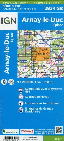 Online bestellen: Wandelkaart - Topografische kaart 2924SB Arnay-le-Duc - Epignac | IGN - Institut Géographique National
