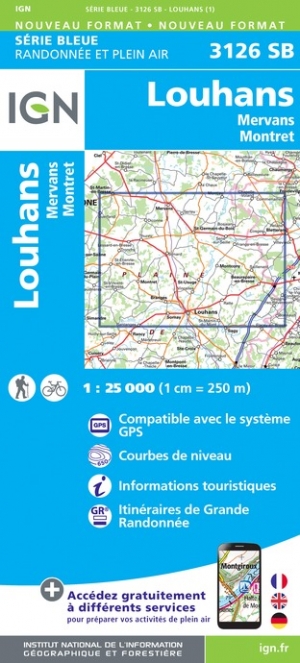 Online bestellen: Wandelkaart - Topografische kaart 3126SB Mervans, Montret. Louhans | IGN - Institut Géographique National