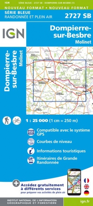 Online bestellen: Wandelkaart - Topografische kaart 2727SB Dompierre-sur-Besbre | IGN - Institut Géographique National