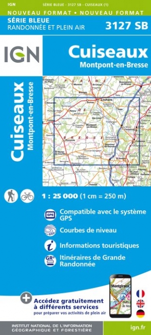 Online bestellen: Wandelkaart - Topografische kaart 3127SB Cuiseaux | IGN - Institut Géographique National